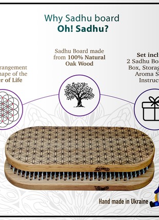 Sadhu Board Nails Oh! Sadhu from 100% Natural Oak Wood for Yoga Meditation, Flower of Life4 photo