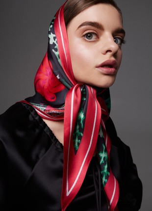 Thin silk scarf “Plytka-Horytsvit" with double-sided printing5 photo