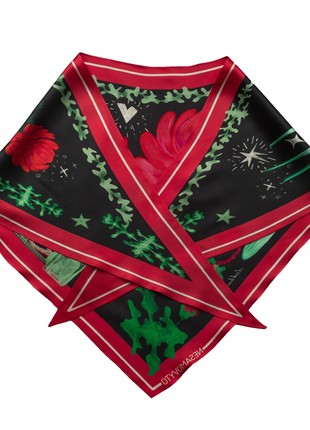 Thin silk scarf “Plytka-Horytsvit" with double-sided printing9 photo