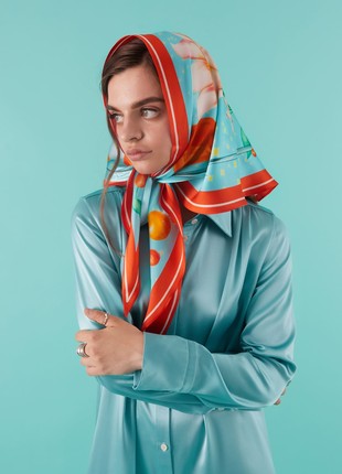 Thin silk scarf “Krushelnytska" with double-sided printing