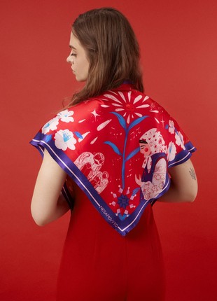 Thin silk scarf “Leontovych" with double-sided printing