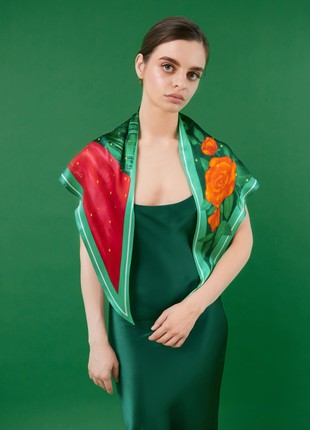 Thin silk scarf “Kurbas" with double-sided printing5 photo