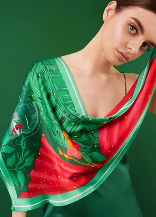 Thin silk scarf “Kurbas" with double-sided printing