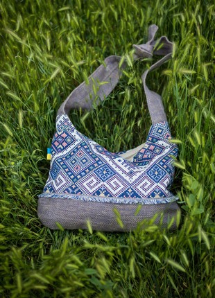 Ecological women's shoulder bag "Yafina" in an ethnic style.