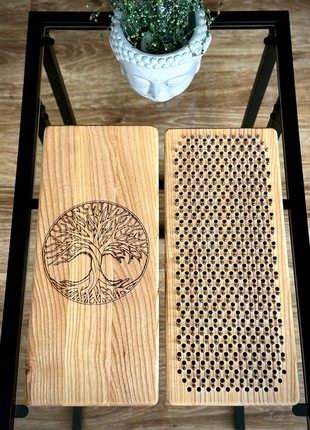 Oh! SADHU Board for Yoga from Natural Ash Wood for yoga practice meditation, step 10mm "Tree of Life"