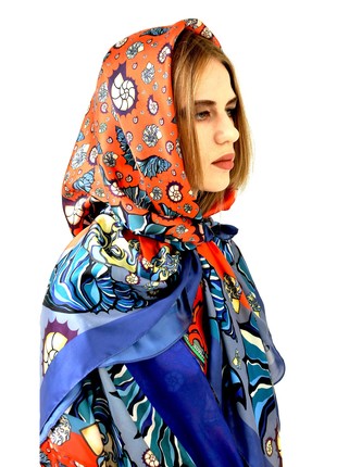 Silk scarf from the Ocean collection,size145/145