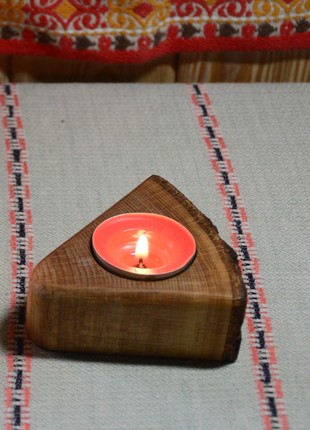 Beech candlestick with bark for a tea candle