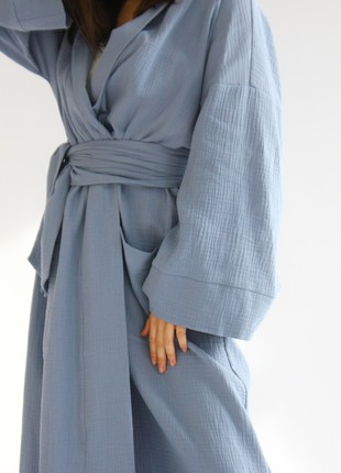 Blue Long Muslin Robe