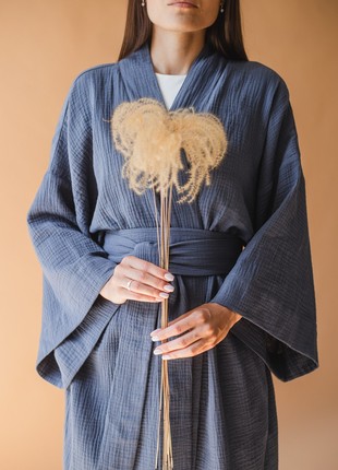 Graphite Long Muslin Robe