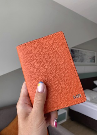 Real leather passport cover, Personalised passport holder orange colour