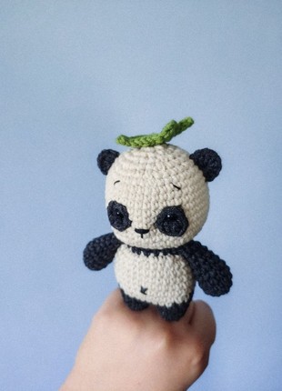 Crochet panda. Miniature amigurumi. Handmade panda doll. Crochet toy