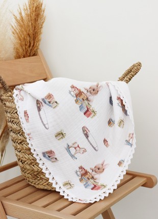 Muslin Baby Blanket with Lace from momma&kids brand1 photo