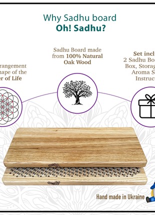 Sadhu Board Nails from 100% Oak for Yoga Meditation, Step 10mm, "Aum"5 photo
