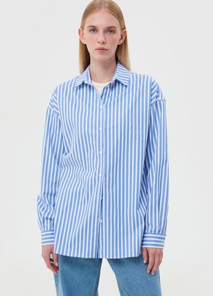 Loose-fit white striped cotton shirt