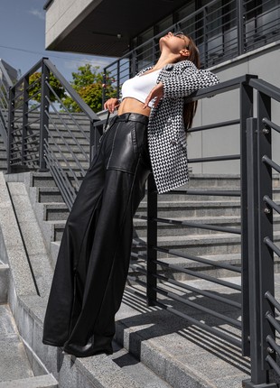 Fashionable Siti trousers made of eco leather in black color