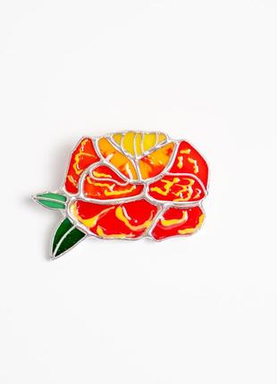 Brooch marigold flower stained glass decor