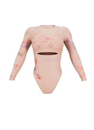 Beige printed bodysuit