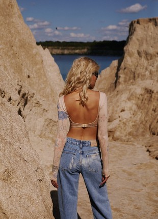 Beige printed knitted top3 photo