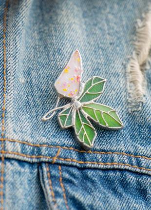 Chestnut tree jewelry stained glass pin3 photo