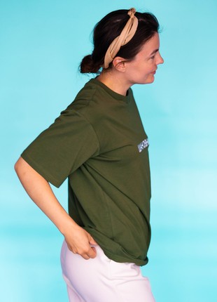 Women's khaki t-shirt "Dear"2 photo