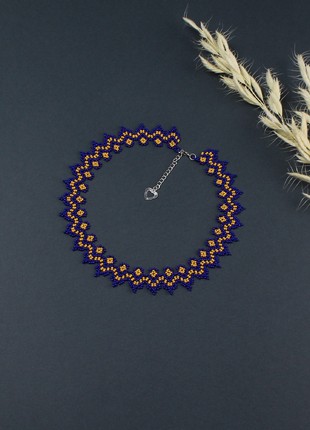 Blue and yellow necklace elegant bead jewelry