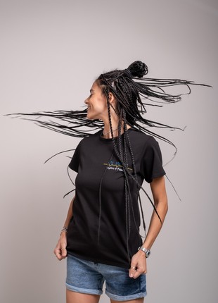 Women's t-shirt with embroidery "The rythm of your heart" black. support ukraine5 photo
