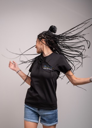 Women's t-shirt with embroidery "The rythm of your heart" black. support ukraine7 photo