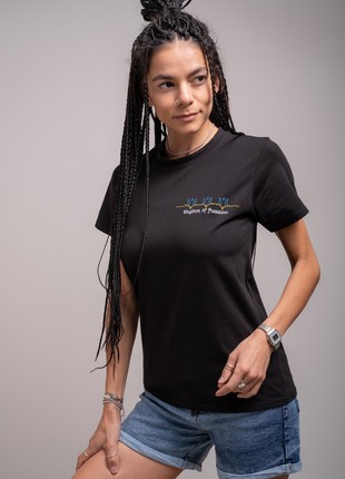 Women's t-shirt with embroidery "The rythm of your heart" black. support ukraine4 photo