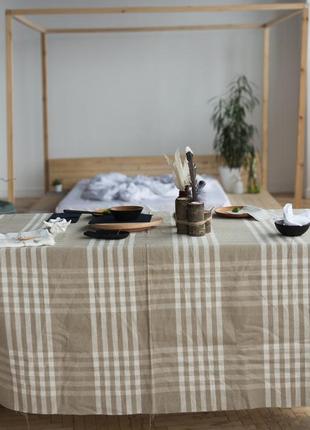 Linen checkered tablecloth5 photo