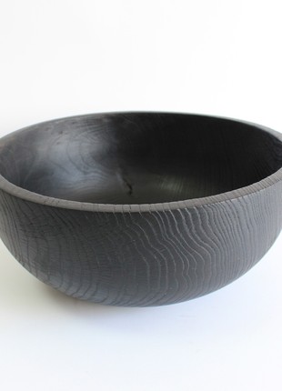 black bowl for fruit handmade, wooden yakisugi bowl