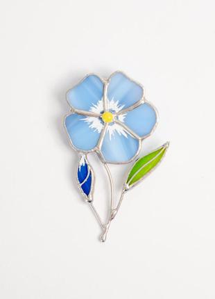 Periwinkle flower stained glass brooch2 photo