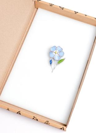 Periwinkle flower stained glass brooch4 photo