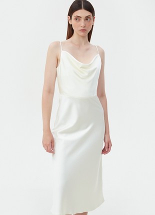 Milky white satin slip dress
