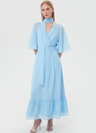 Baby blue midi chiffon dress