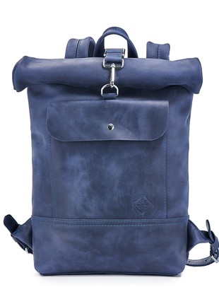 Dark blue roll top backpack, Vintage-Style Roll-Top Backpack: A Perfect Blend of Functionality and Style L