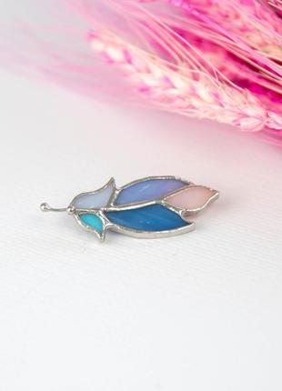 Feather stained glass pin