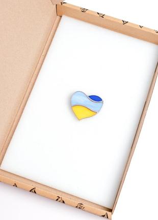 Heart of Ukraine stained glass brooch6 photo
