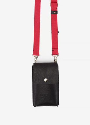 Natural cork leather crossbody phone bag Kita in black color