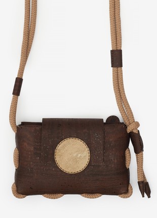 Crossbody bag Sunset in brown cork and taupe (beige) stone