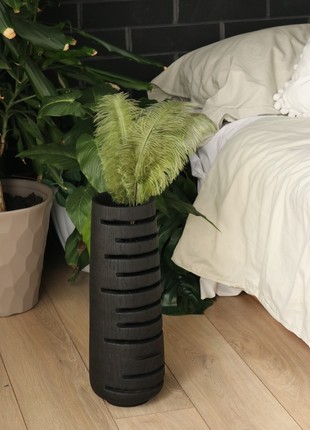 Tall black vase flower vase, wooden unique decor