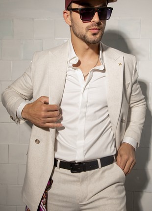 Two-piece beige double-breasted suit by Andreas Moskin3 photo
