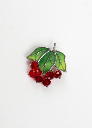 Brooch viburnum stained glass costume jewelry3 photo