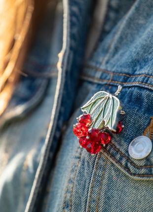 Brooch viburnum stained glass costume jewelry2 photo