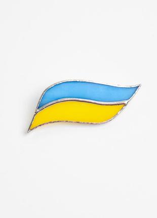 Pin flag of Ukraine stained glass jewelry1 photo