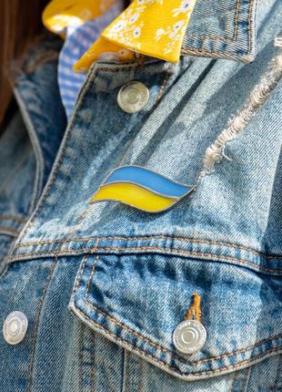 Pin flag of Ukraine stained glass jewelry2 photo