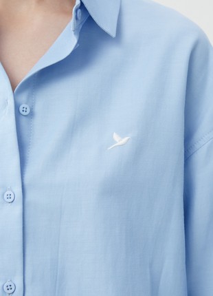 Loose-fit blue shirt with "Nightingale" embroidery4 photo