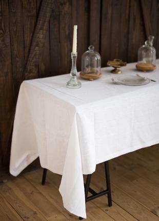 Linen tablecloth in white color "milk". Size: M - 140*190 cm
