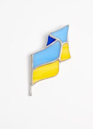Brooch flag of Ukraine stained glass decor1 photo
