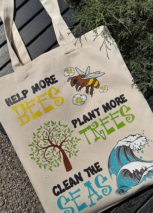 Shopping bag "Message to nature", beige, ECO-MedOK