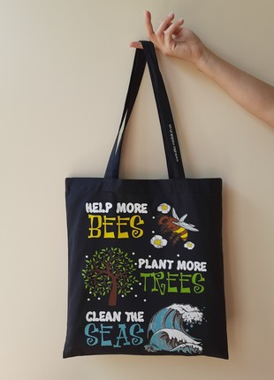 Shopping bag "Message to nature", black, ECO-MedOK1 photo
